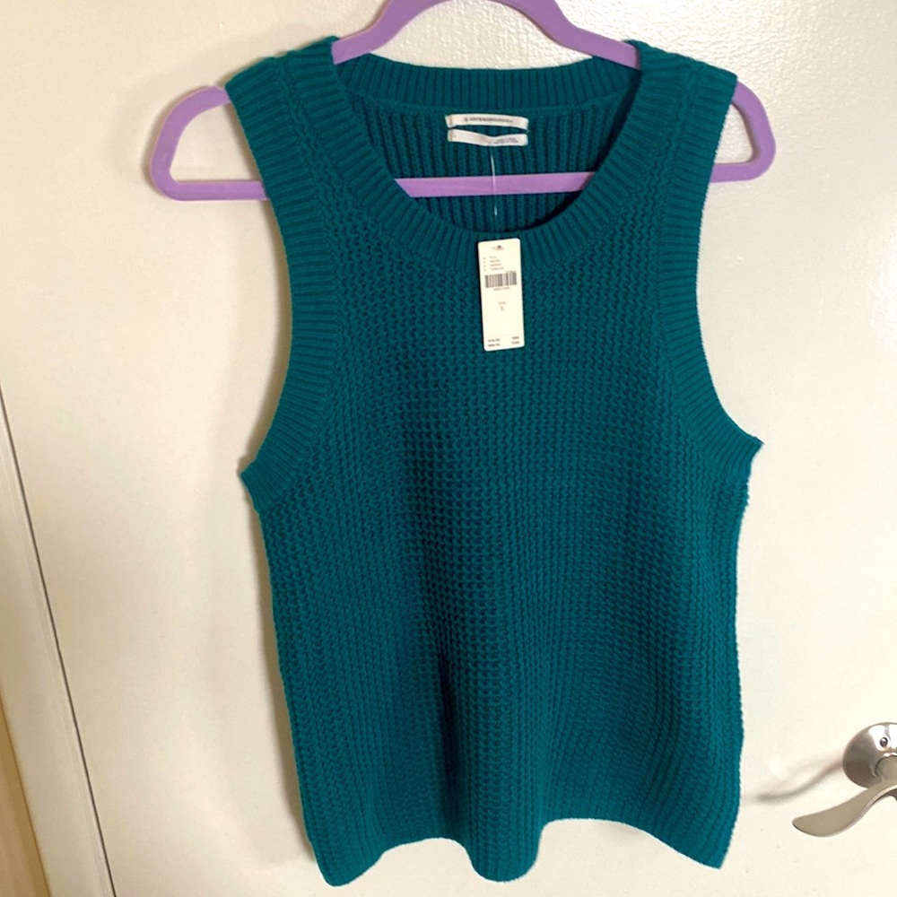 ANTHROPOLOGY green/teal sweater sleeveless- size large (without tag)